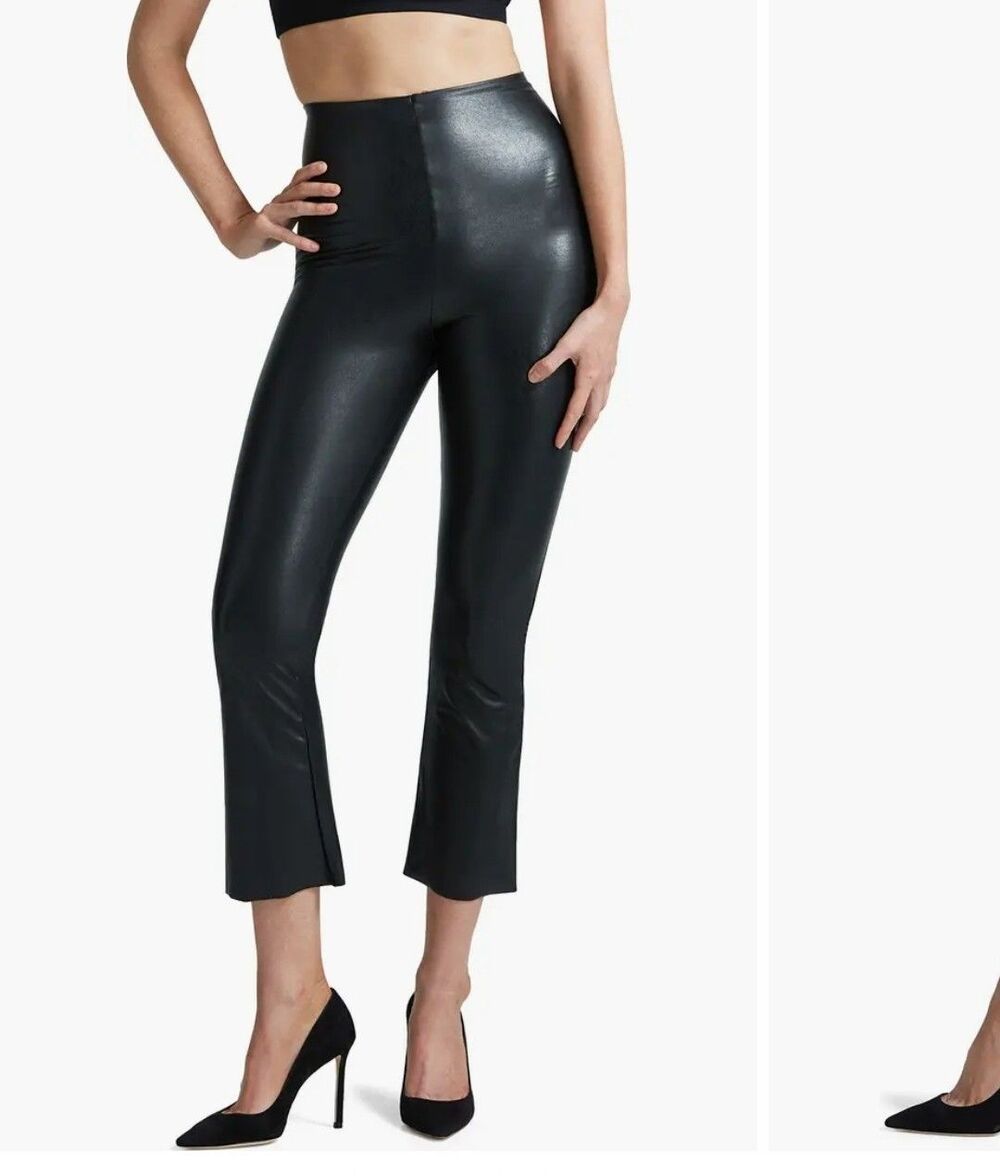 commando faux leather cropped flare pants size S black